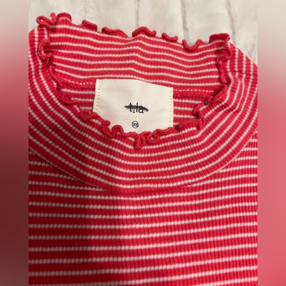 ANTHROPOLOGIE T.La WOMEN'S RED WHITE STRIPED SLEEVELESS PEPLUM TOP Xs - Picture 4 of 8